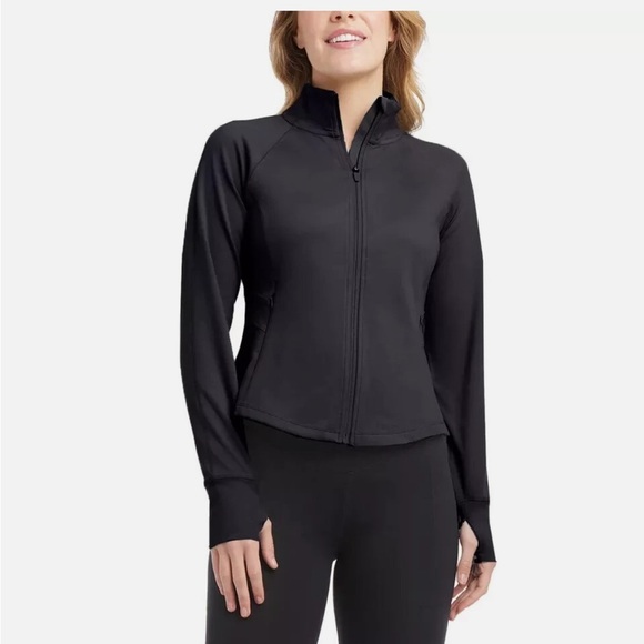 Jockey Ladies' Tulip Hem Yoga cropped full zip black Jacket, Black M XXL - Picture 1 of 4